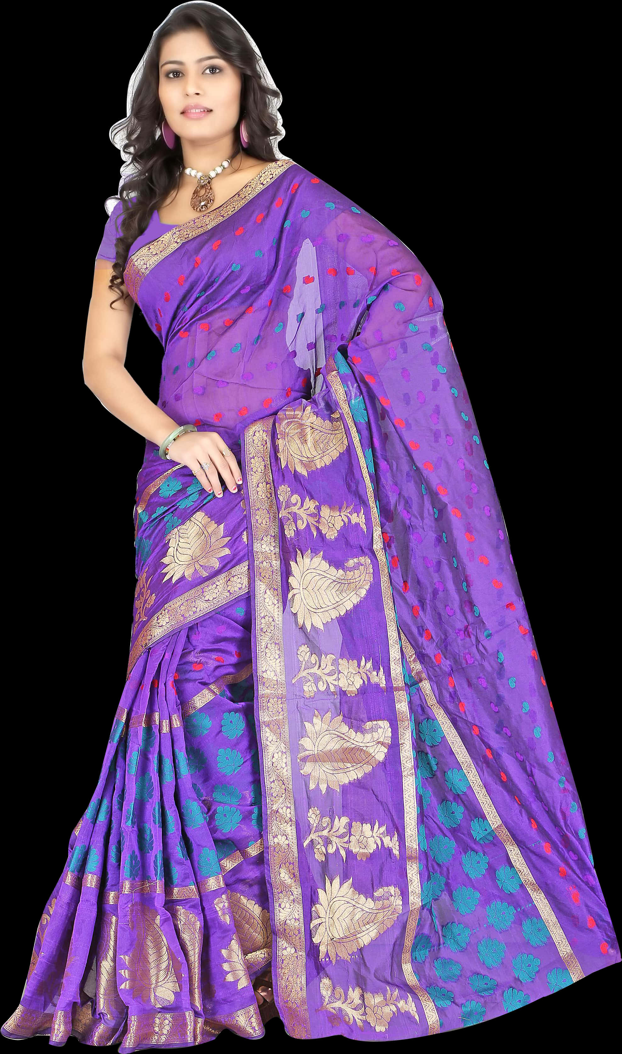 A Woman In A Purple Sari