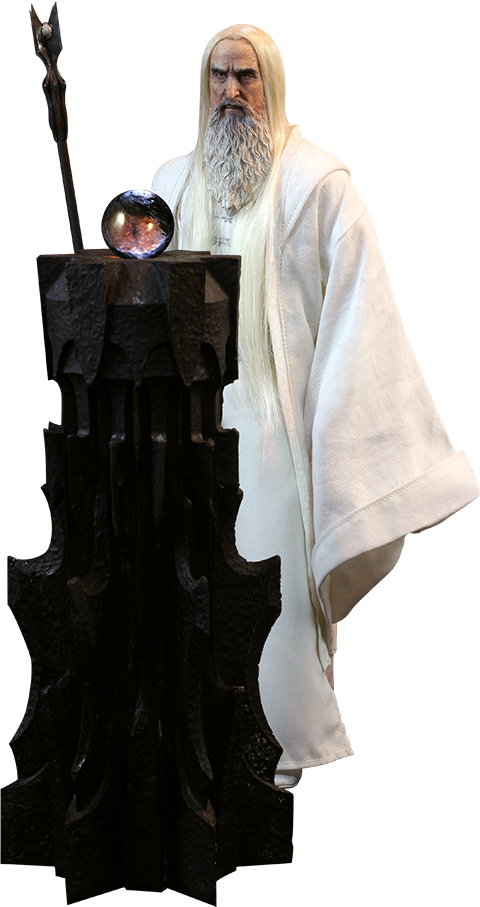 A Person In A White Robe Standing Next To A Black Object