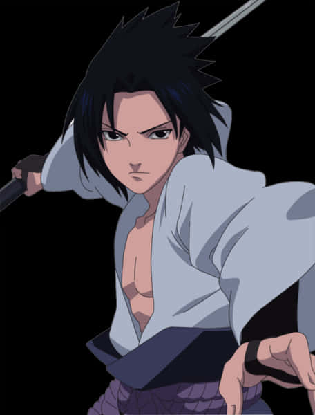 Sasuke With Sword Behind Him