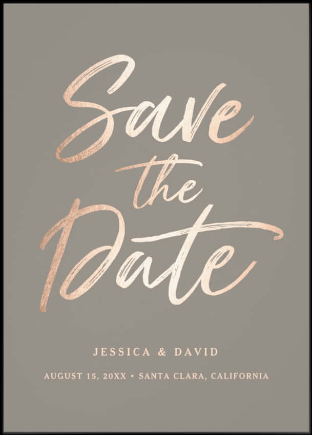 A Grey And Gold Save The Date Card