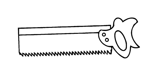 A Black And White Drawing Of A Saw