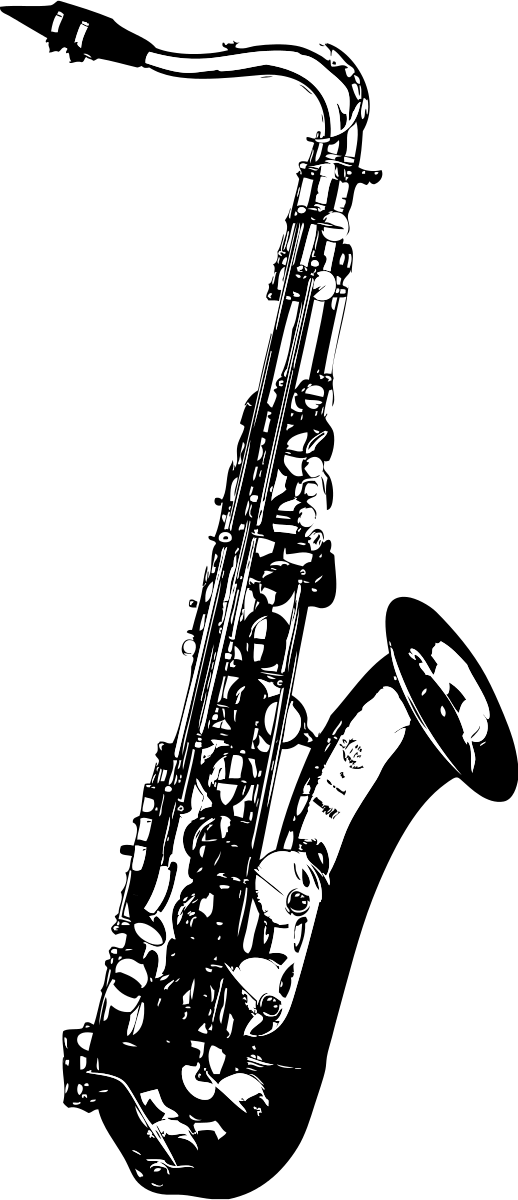 A Black And White Image Of A Saxophone