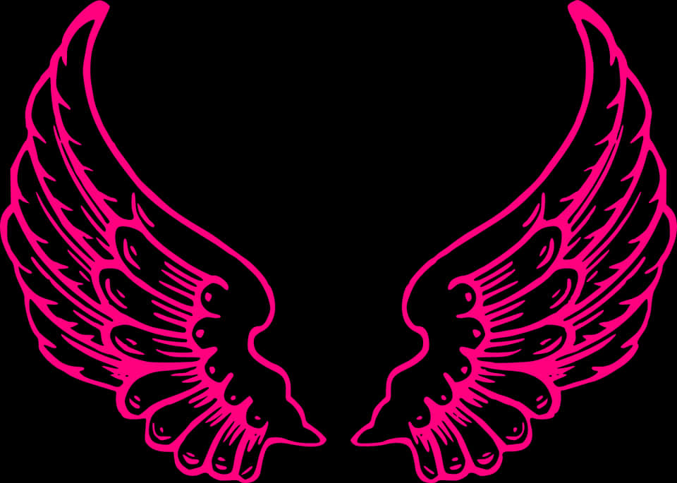 A Pink Wings On A Black Background