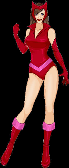 A Cartoon Of A Woman In A Red Leotard