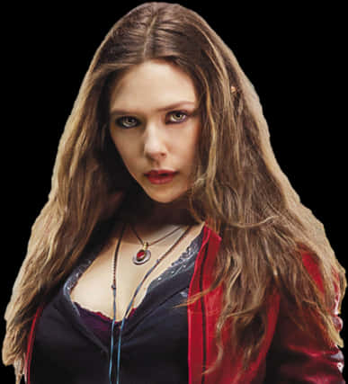 A Woman With Long Hair Wearing A Red Jacket