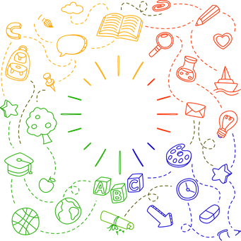 A Black Background With Colorful Symbols
