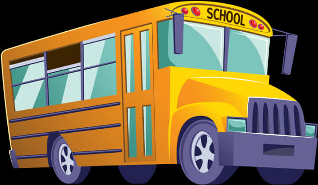 A Yellow School Bus With Black Background