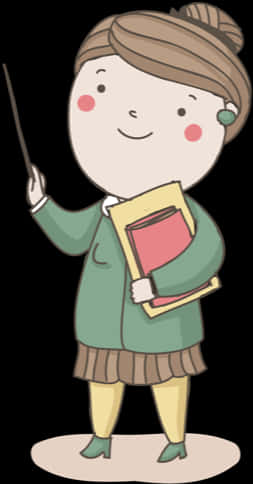 A Cartoon Of A Woman Holding A Pointer