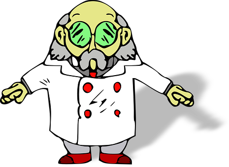 A Cartoon Of A Man Wearing A White Coat And Glasses
