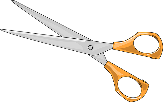 A Pair Of Scissors With Orange Handles