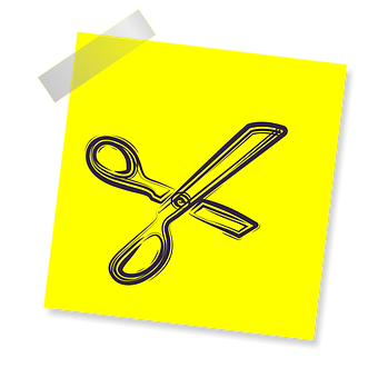 A Yellow Paper With A Drawing Of Scissors