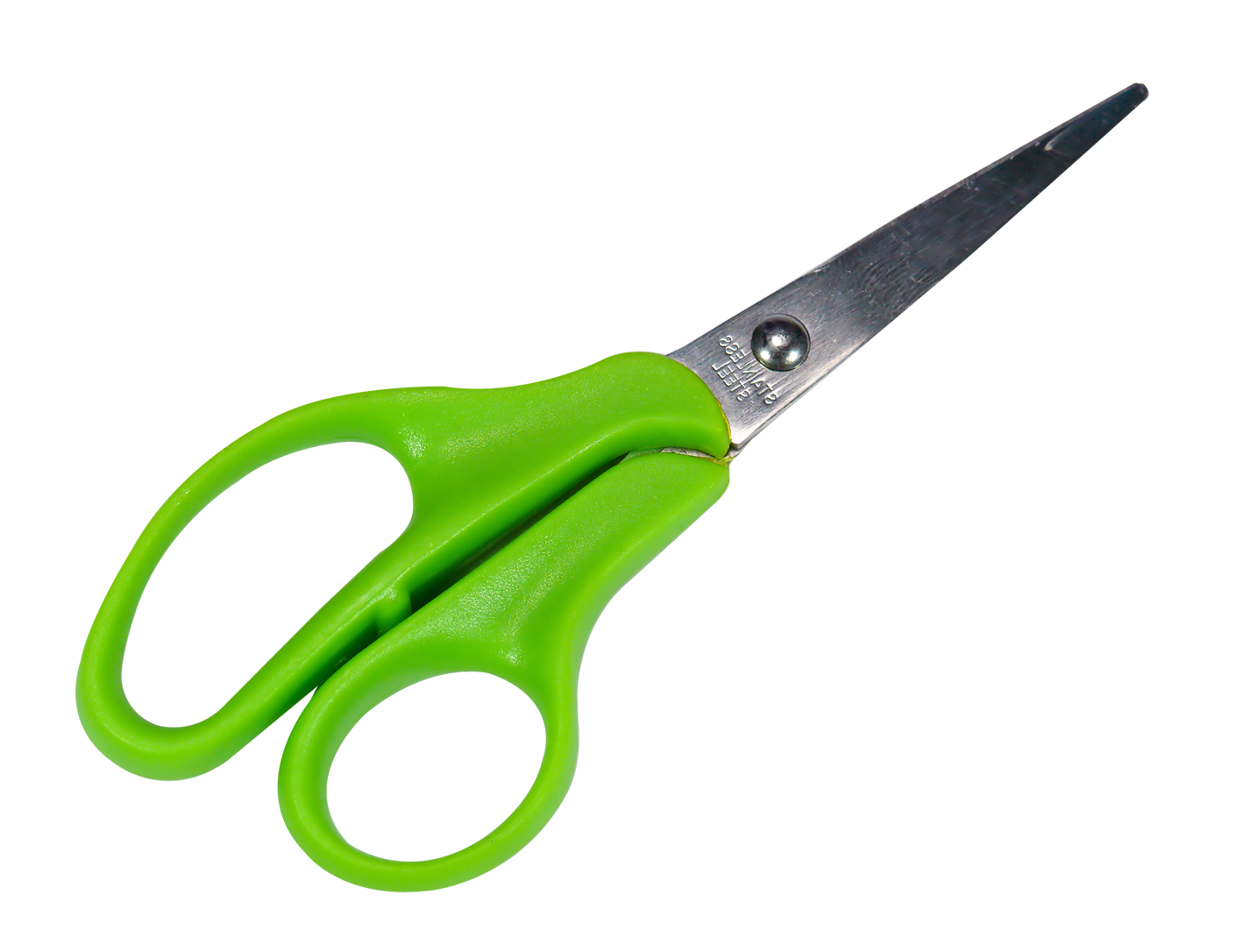 A Green Handled Scissors With A Black Background