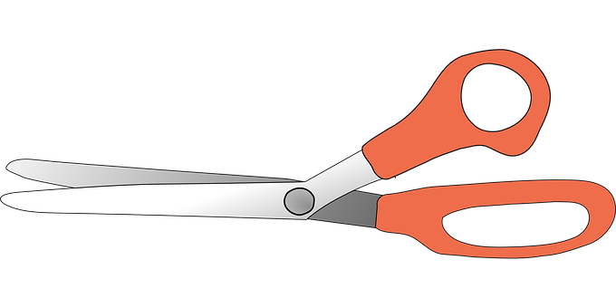 A Pair Of Scissors With Orange Handles