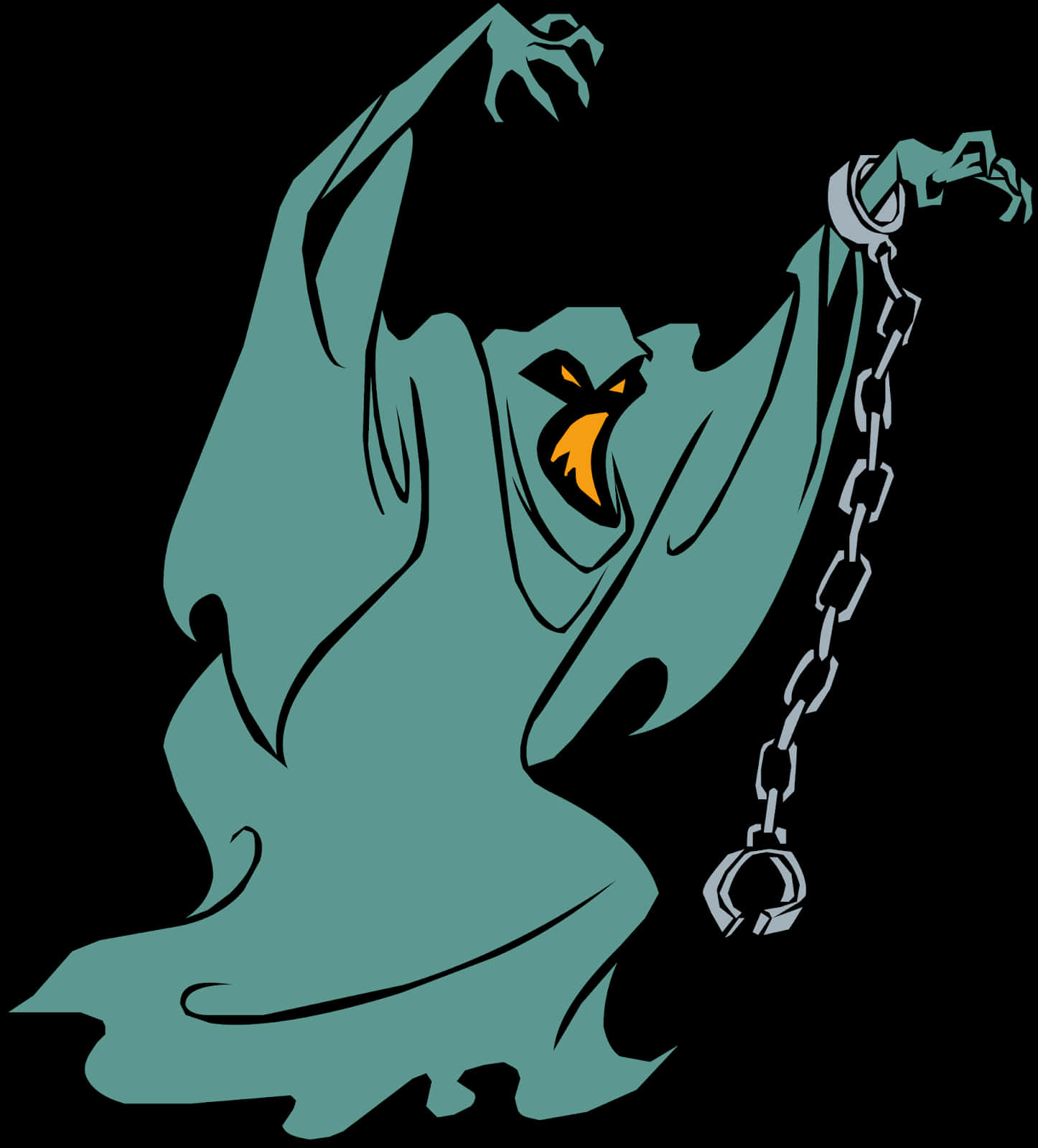 Cartoon Of A Ghost With Chains