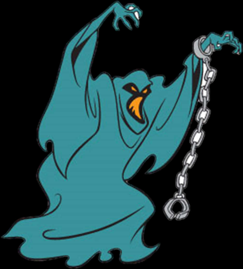 Cartoon Character Of A Ghost With Chains