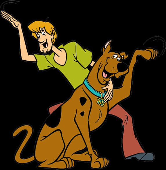 Cartoon Of A Man And A Dog