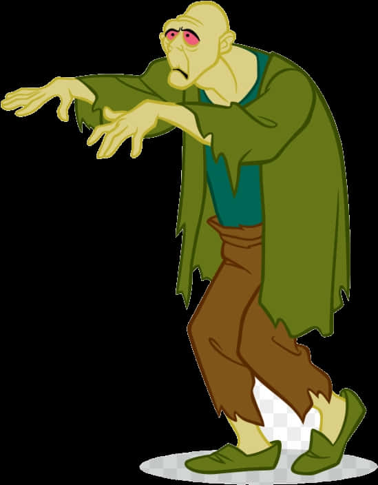 A Cartoon Of A Green Zombie
