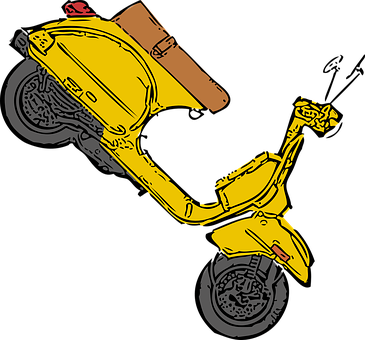 A Yellow Scooter With Black Background