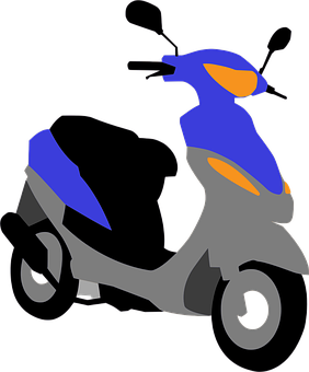 A Blue And Grey Scooter
