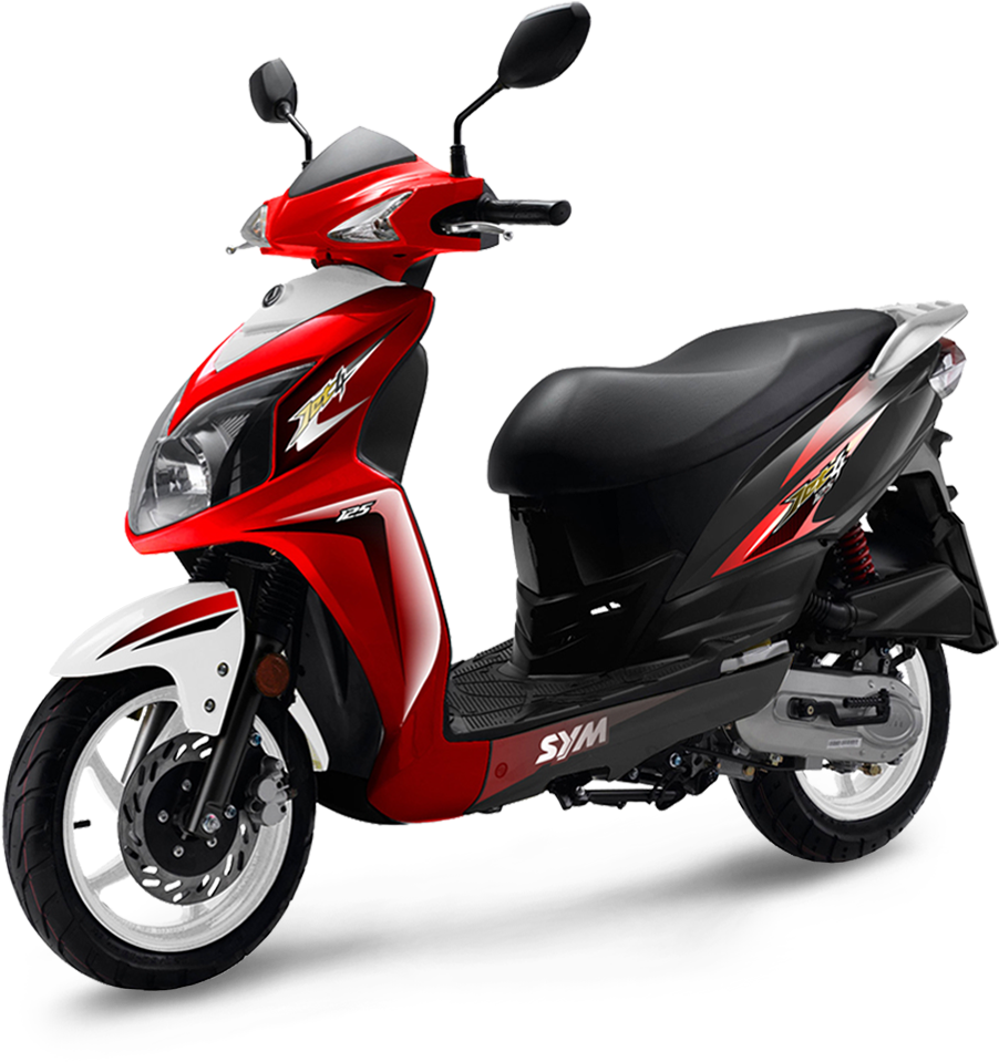 A Red And Black Scooter