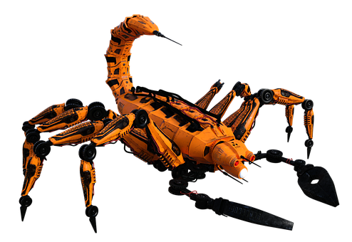A Robot Scorpion With A Black Background