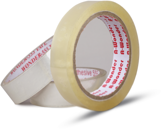 A Roll Of Tape With Red And White Tape