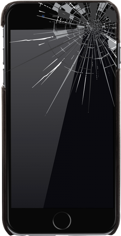 A Black Cell Phone With A Broken Screen