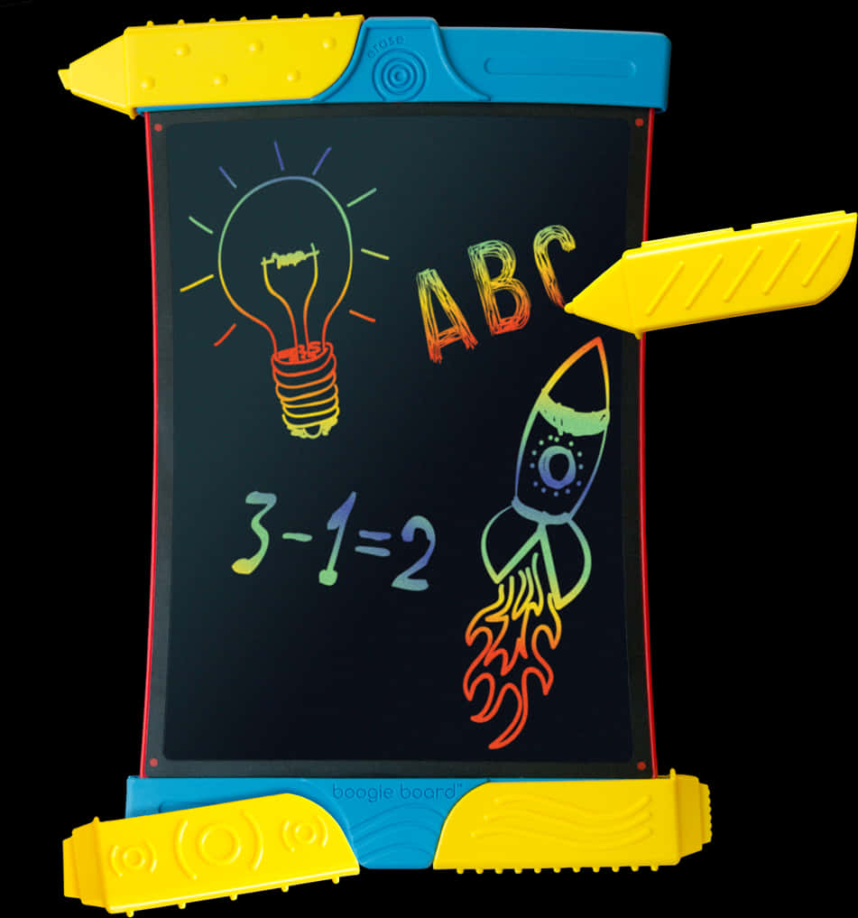 A Black Board With Colorful Drawings On It