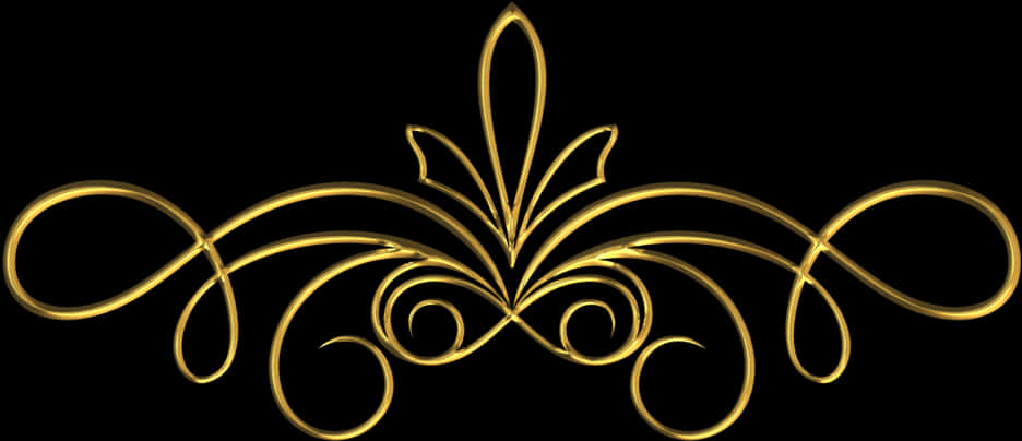 Scrollwork 1 Gold By Victorian Lady-dah7m3e - Gold Swirl Border Design Png, Transparent Png