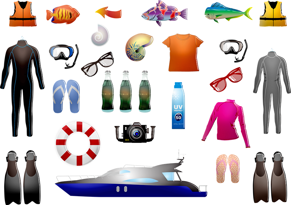 A Collection Of Objects On A Black Background