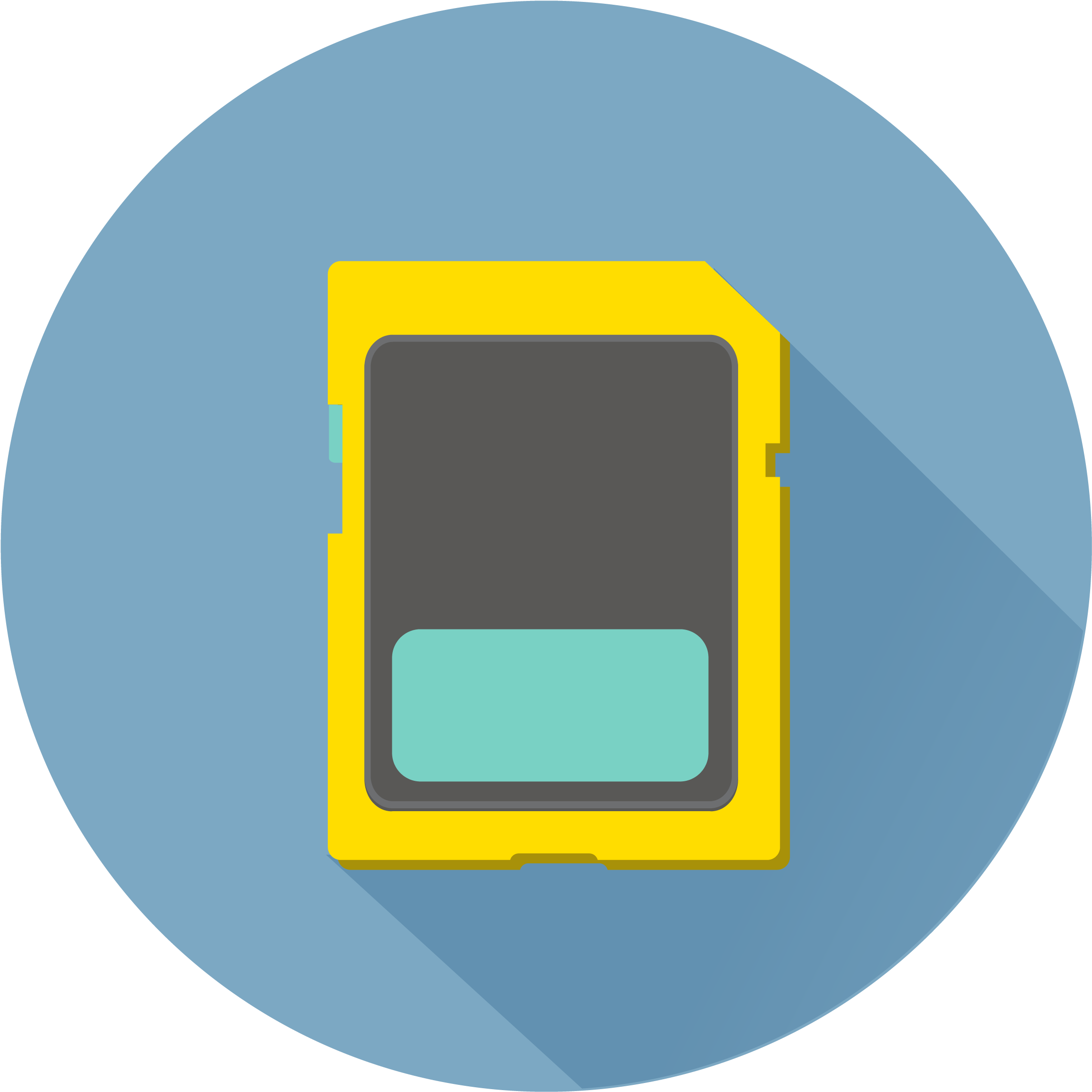 A Yellow Memory Card With A Blue Background