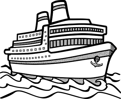A Black And White Drawing Of A Ship