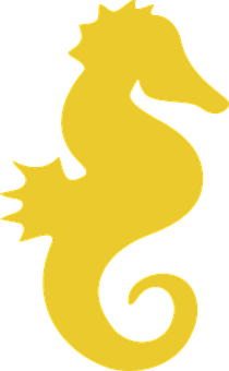 A Yellow Seahorse On A Black Background