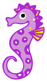 A Purple Seahorse With Yellow And Purple Spots