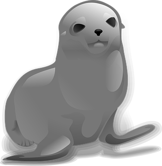 A White Seal Sitting On A Black Background