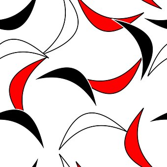 A Pattern Of Red And Black Curved Shapes