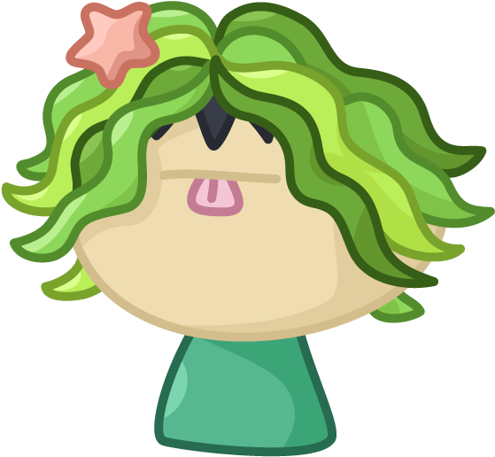 Cartoon Of A Green Hair Doll