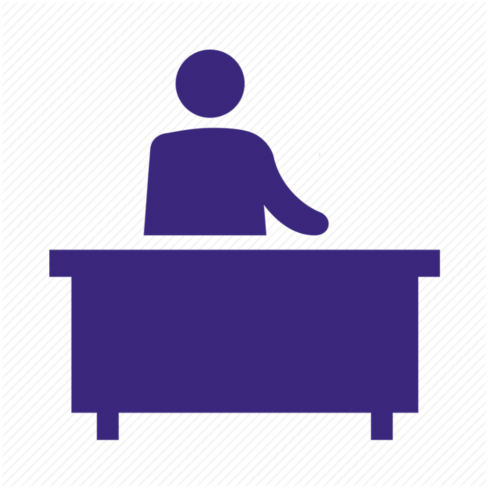 A Purple Silhouette Of A Person Sitting At A Desk