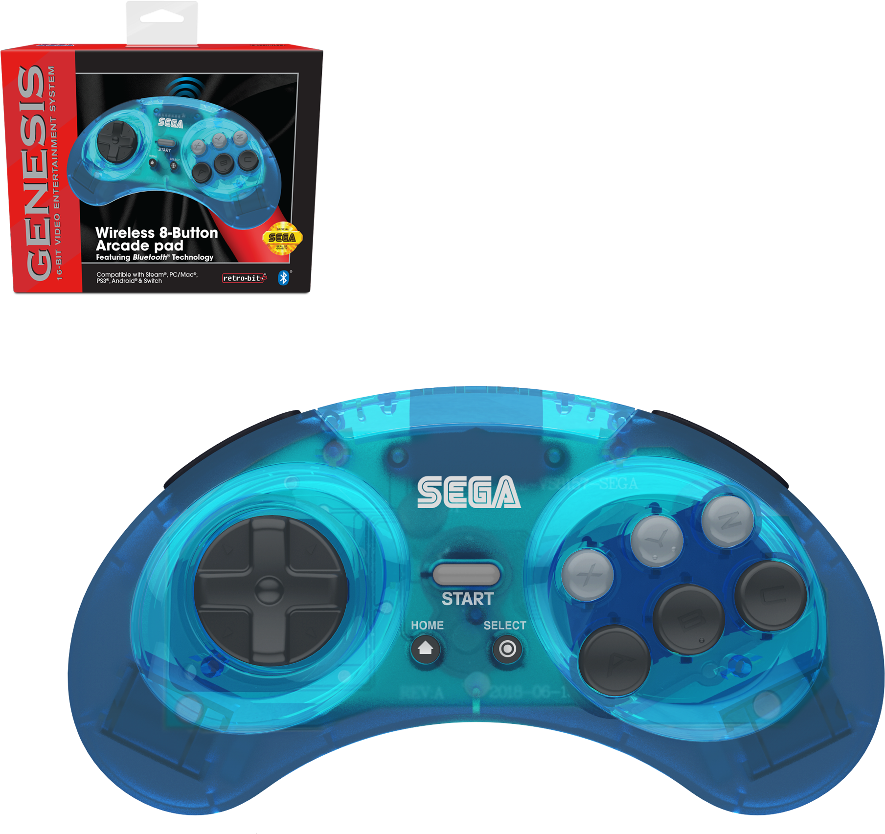 A Blue And Black Video Game Controller