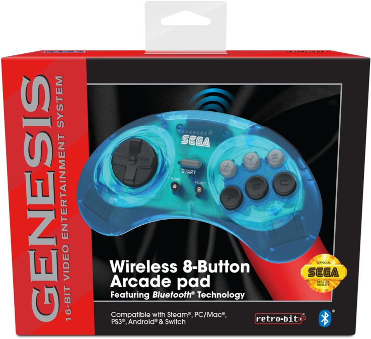 A Blue And Clear Video Game Controller In A Box