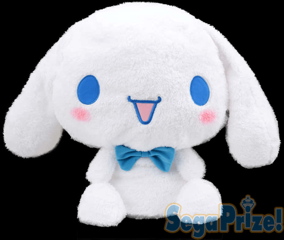 A White Stuffed Animal With Blue Bow Tie