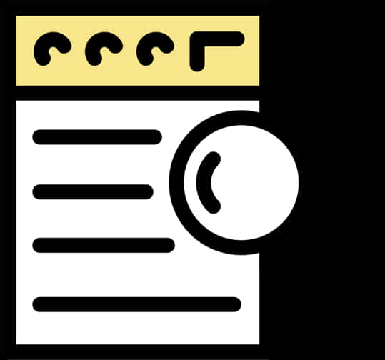 A White And Yellow Paper With A Round Object On Top