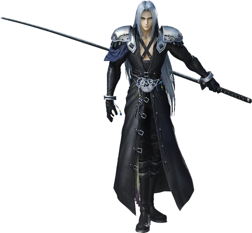 A Man In A Black Garment Holding A Sword
