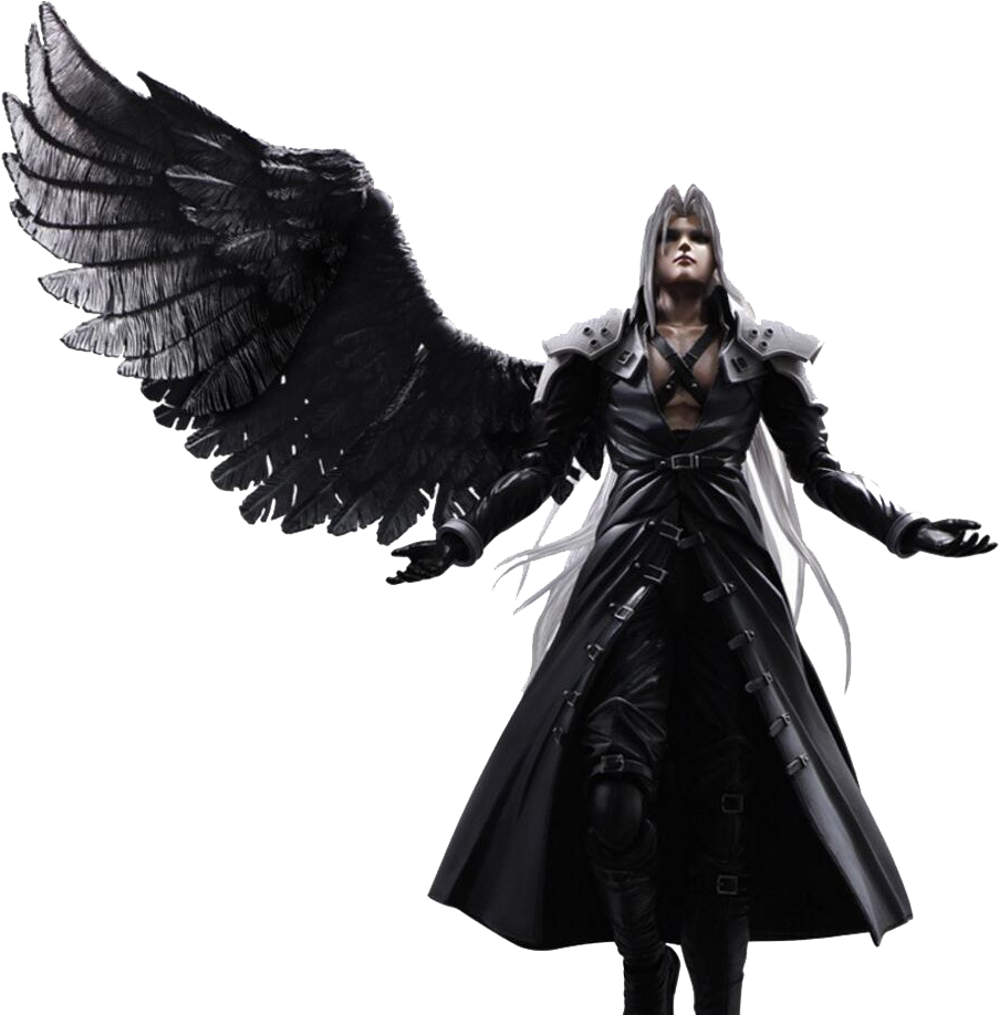 A Man In A Black Coat With Wings