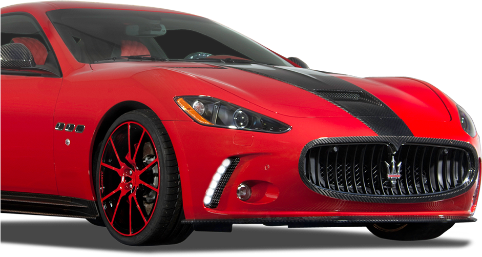 A Red Sports Car With Black Stripes
