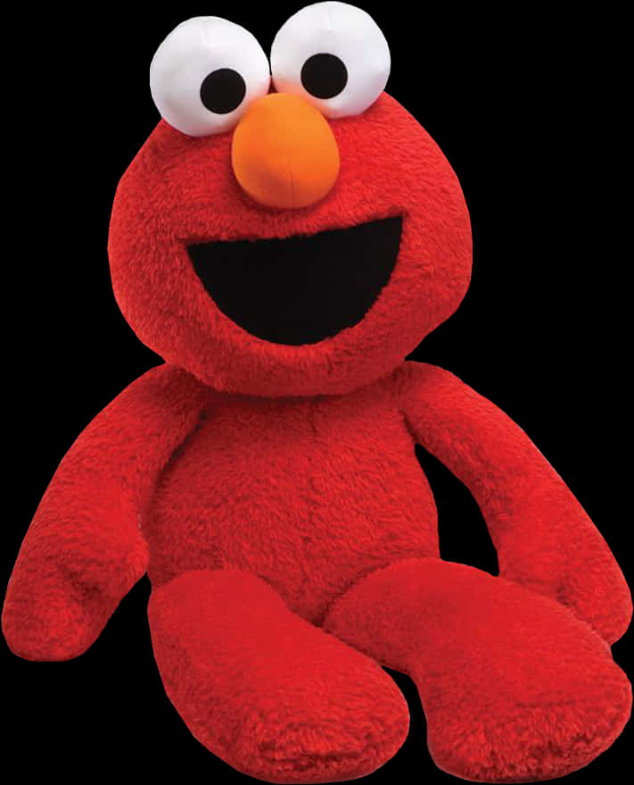 A Red Stuffed Animal With A Black Background