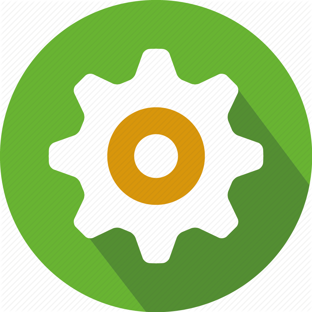 A White And Yellow Gear In A Green Circle
