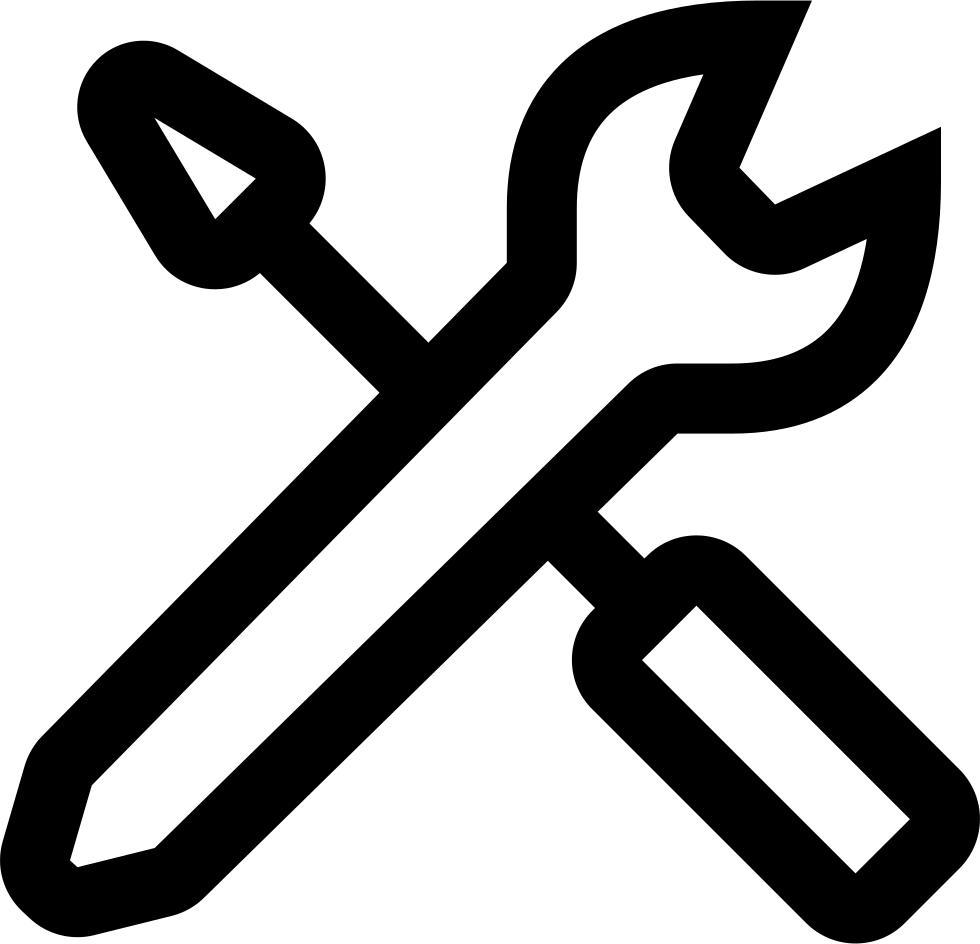A Black And White Symbol Of A Wrench And Screwdriver