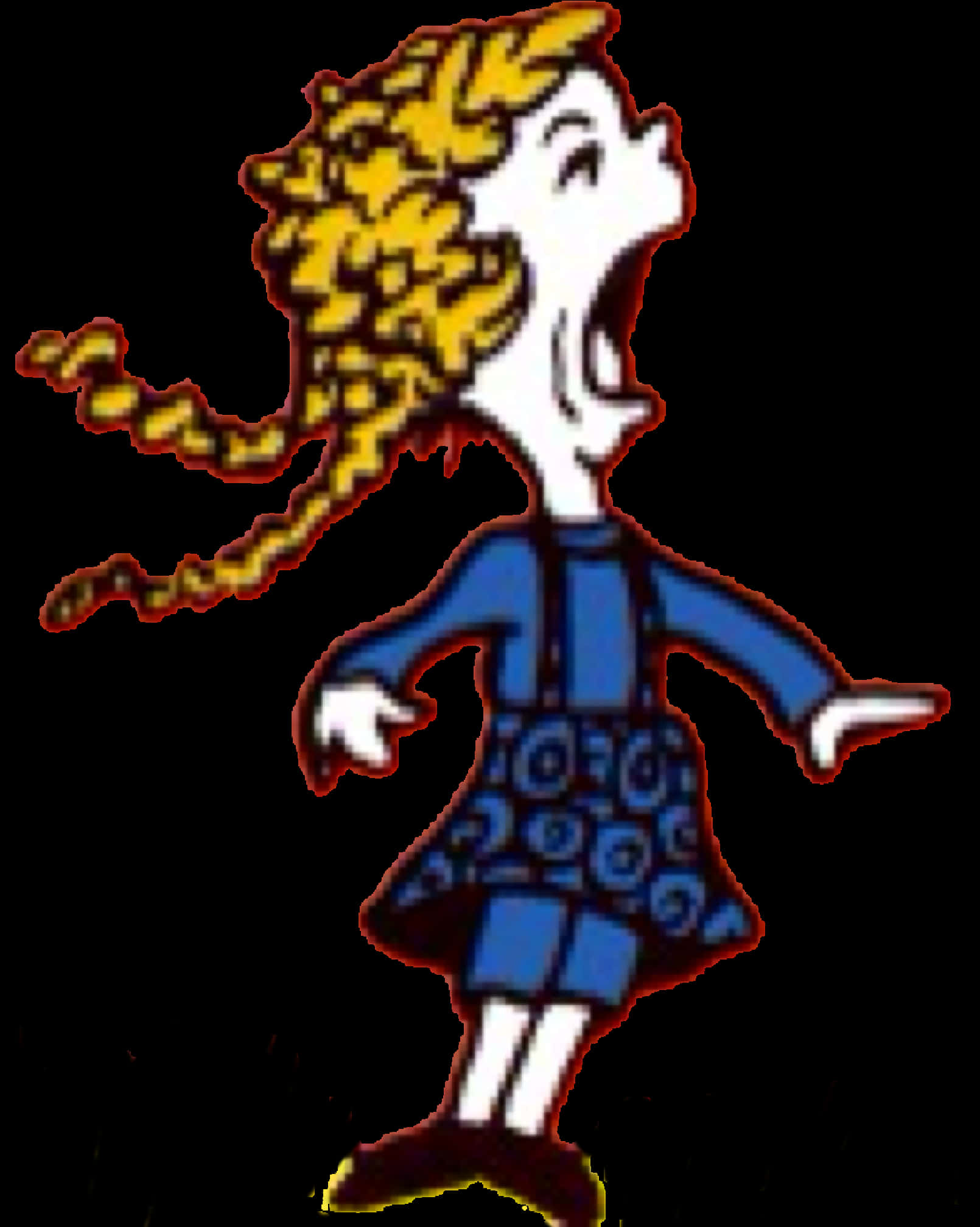 A Cartoon Of A Girl With Her Mouth Open