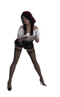 A Woman In A White Shirt And Black Stockings